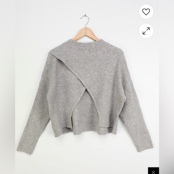 Lulus Pretty Cute Heather Grey Mock Neck Backless Sweater - Picture 15 of 17